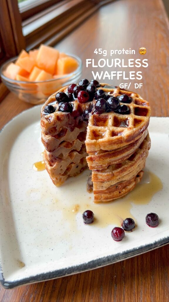 GF/ DF 45g protein FLOURLESS WAFFLES - Way To Health Kitchen